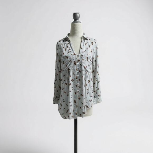 Anthropologie Maeve Matilda Toadstool Mushroom Button down Shirt top blouse XS - Picture 3 of 5
